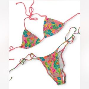 White fox boutique swim neon floral bikini set